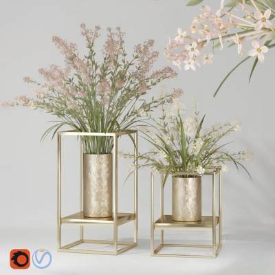 现代金属植物花卉装饰摆件